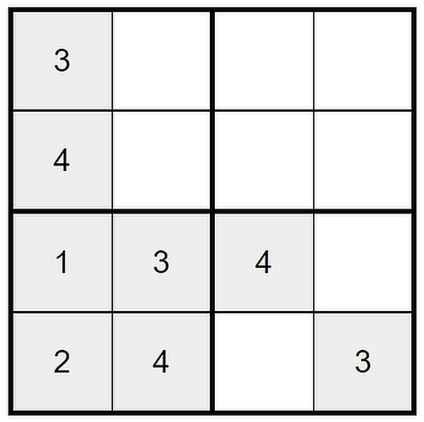 Sudoku dla seniorów do druku - łatwe 4x4 - zadanie 1