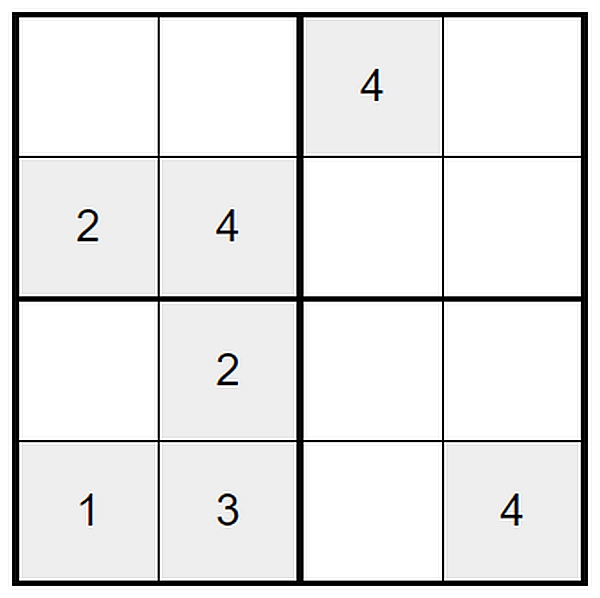 Sudoku dla seniorów do druku - łatwe 4x4 - zadanie 3