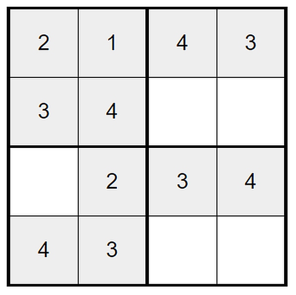 Sudoku dla seniorów do druku - łatwe 4x4 - zadanie 4