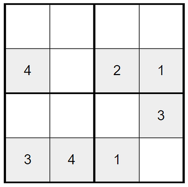 Sudoku dla seniorów do druku - łatwe 4x4 - zadanie 5