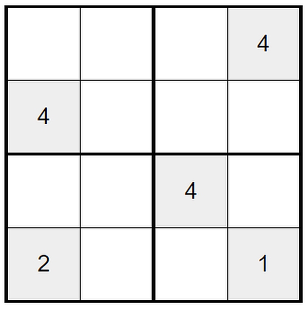 Sudoku dla seniorów do druku - łatwe 4x4 - zadanie 6